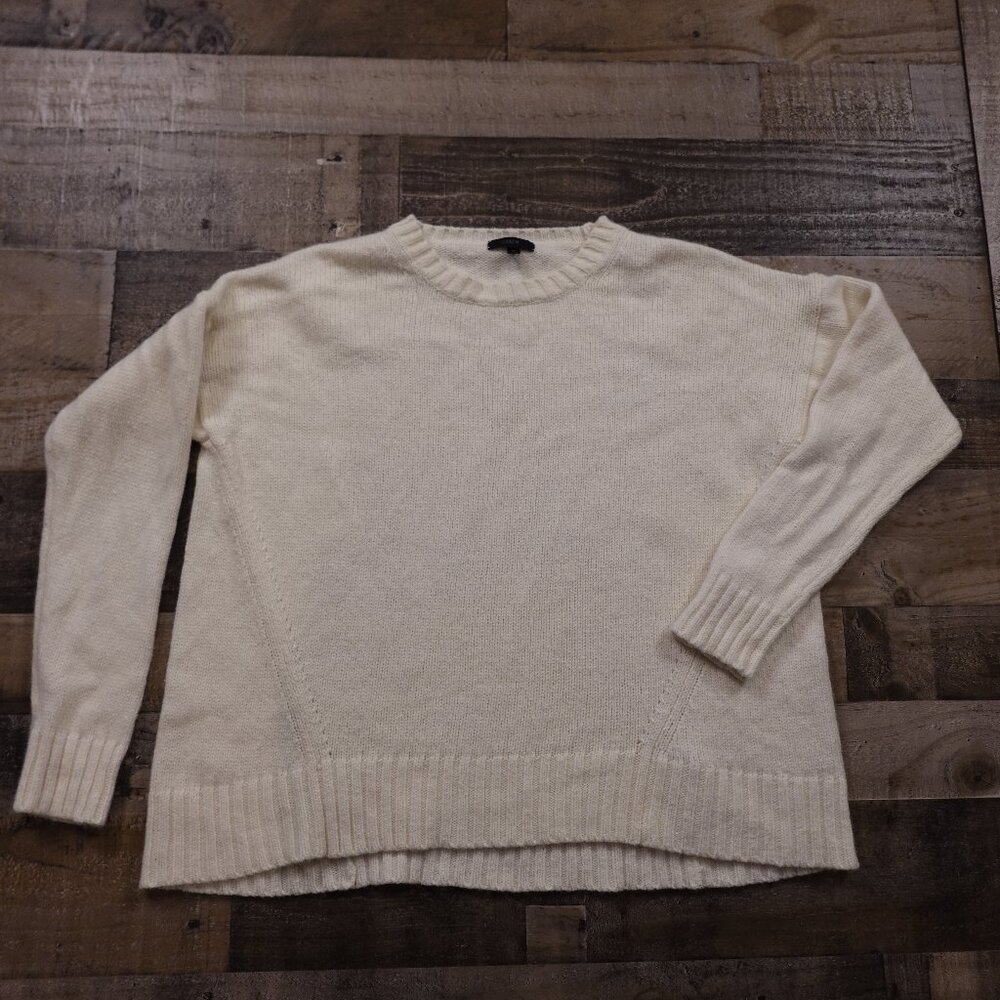 J crew crew neck oversized‎ sweater women's extra large white wool blend